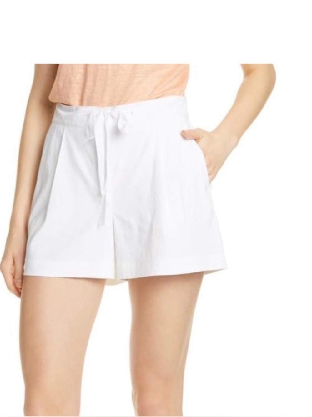 NEW Nordstrom Signature stretch linen shorts in white